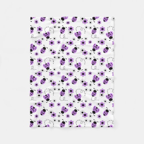 Purple Lavender Ladybug Lady Bug Floral Teen Girl Fleece Blanket