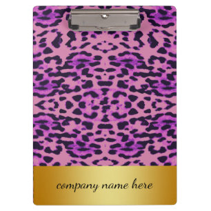 Purple Lavender Leopard Print with Gold Badge Clipboard