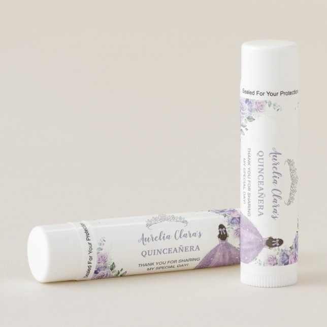 Purple Lavender Lilac Floral Quinceañera Princess  Lip Balm (Front)