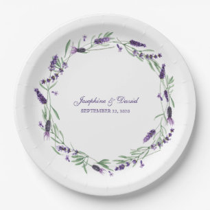 Purple Lavender Lilac Flower Wedding Dinner Paper Plates