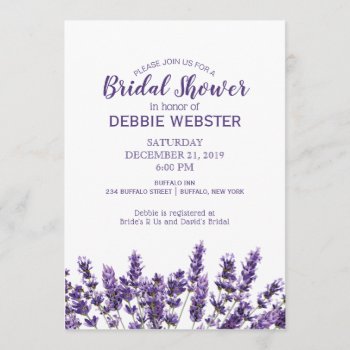 Purple Lavender Lilac Flower Wedding Shower Invitation by My_Wedding_Bliss at Zazzle