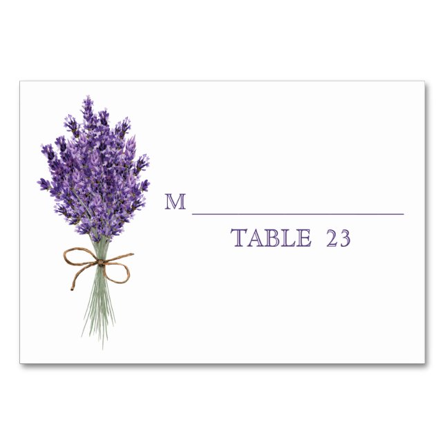 Purple Lavender Lilac Flower Wedding Table Card (Front)