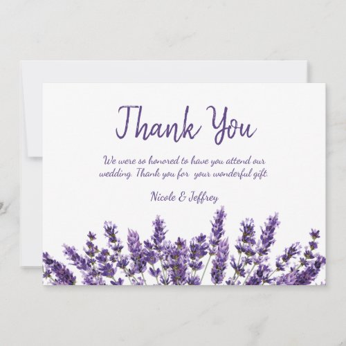 Purple Lavender Lilac Flower Wedding Thank You