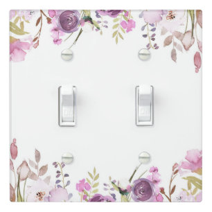 Purple Lavender Lilac Watercolor Floral Chic Light Switch Cover