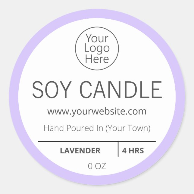 Purple Lavender Logo Candle Labels (Front)