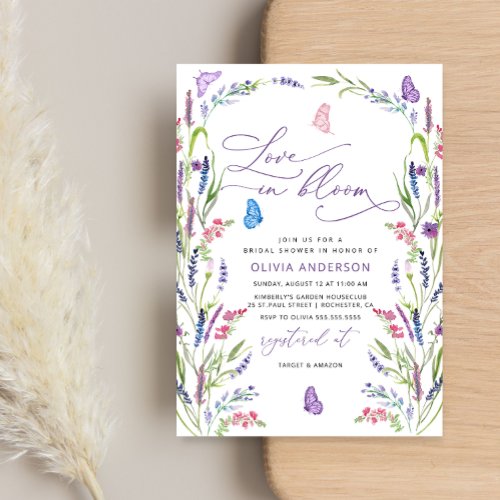 Purple Lavender Love in Bloom Bridal Shower  Invit Invitation