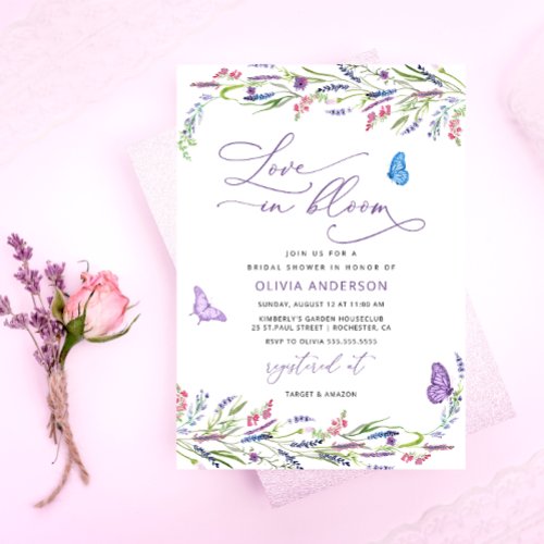 Purple Lavender Love in Bloom Bridal Shower  Invitation