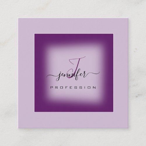 Purple Lavender  Makeup Monogram Name Social Logo Square Business Card