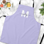 Purple Lavender Minimalist Elegant Monogram Apron<br><div class="desc">Personalized Custom Create Your Own Modern Light Purple and Gold Initial Name Monogram Apron. This chic and sophisticated apron is perfect for anyone who wants to add a personalized and elegant touch to their work attire. Whether you're a home chef preparing meals in the kitchen, a hair stylist in need...</div>
