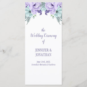 Purple Lavender Mint Floral Wedding Program