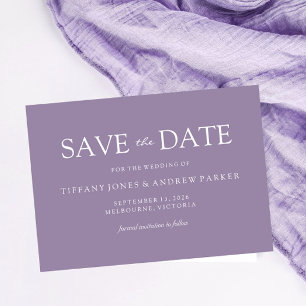Purple Lavender Modern Simple Wedding Save The Date
