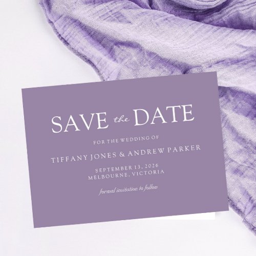 Purple Lavender Modern Simple Wedding Save The Date