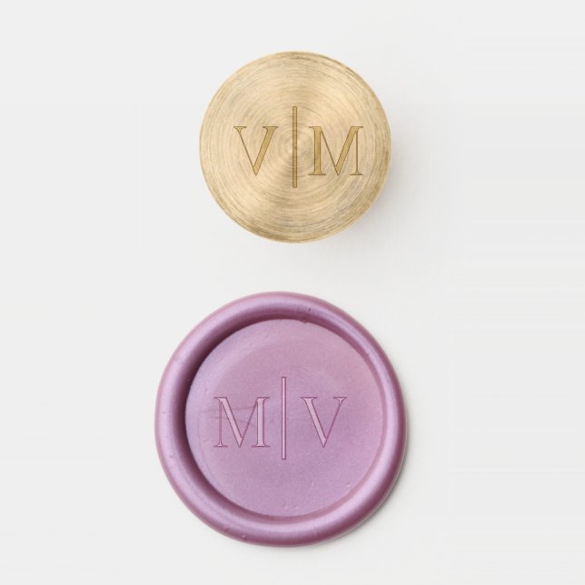 Purple Lavender Monogram Initial Wedding Wax Seal Stamp (Stamped)