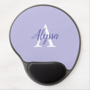 Purple Lavender Monogram Script Gel Mousepad