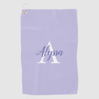 Purple Lavender Monogram Script Golf Towel