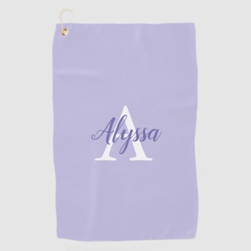 Purple Lavender Monogram Script Golf Towel