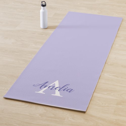 Purple Lavender Monogram Script Yoga Mat
