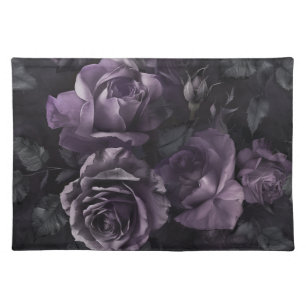 Purple Lavender Moody Roses Floral Goth Cloth Placemat