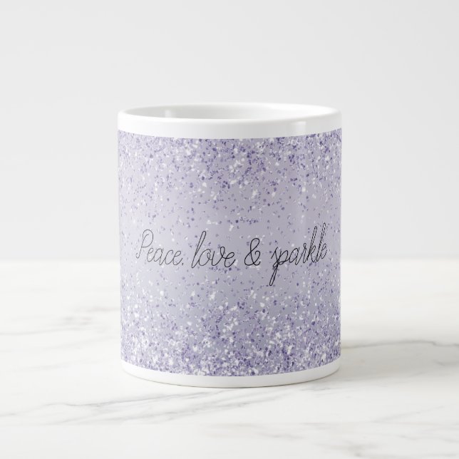 Purple Lavender Ombre Glitter Sparkle Giant Coffee Mug (Front)