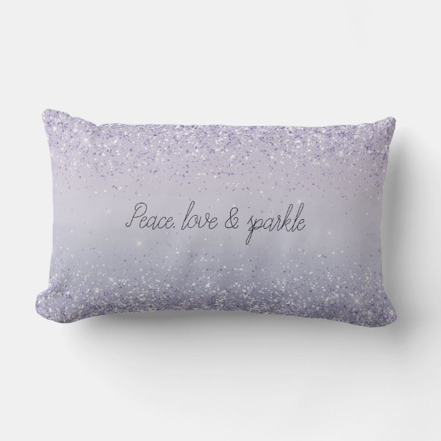 Purple Lavender Ombre Glitter Sparkle Lumbar Pillow (Front)