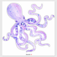 Purple lavender Painted Octopus Beach Ocean Decor