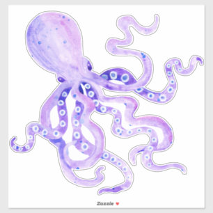 Purple lavender Painted Octopus Beach Ocean Decor Sticker