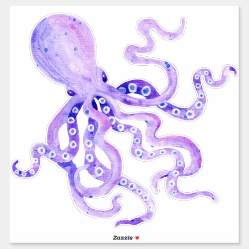 Purple lavender Painted Octopus Beach Ocean Decor Sticker