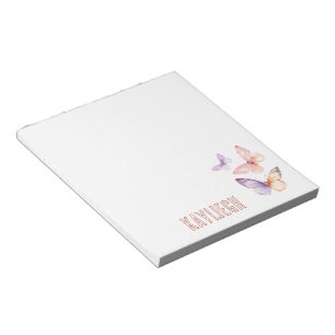 Purple Lavender Peach Butterflies Notepad