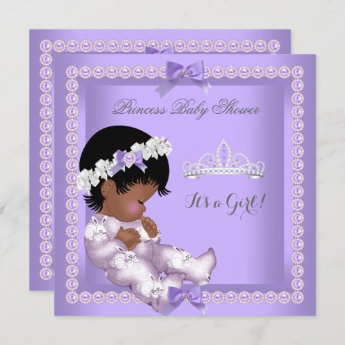Purple Lavender Pearl Baby Shower Girl Ethnic Invitation