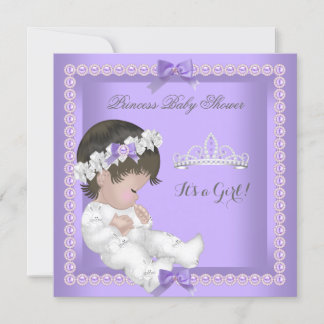 Purple Lavender Pearl Baby Shower Girl Invitation