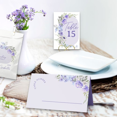 Purple Lavender Peri Floral  Place Card