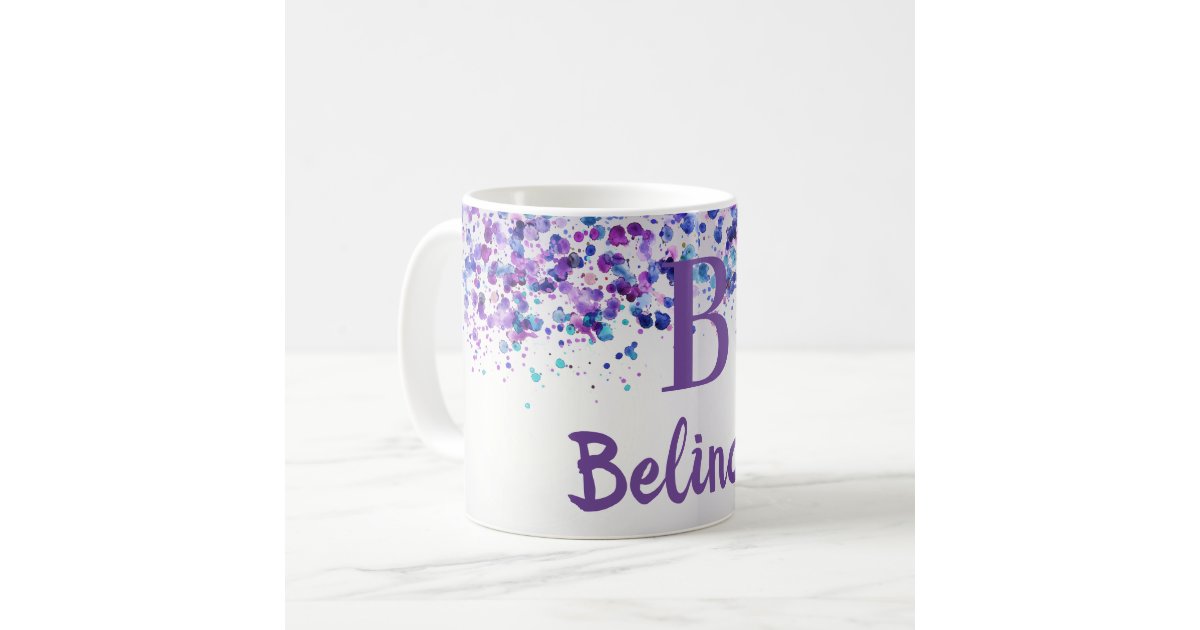 Monogrammed lavender mug, Personalized Gift