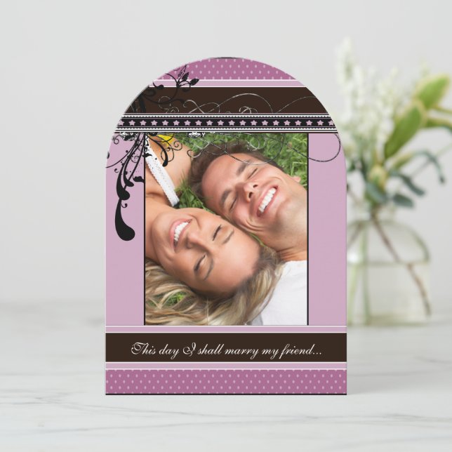Purple Lavender Photo Wedding Invitation (Standing Front)