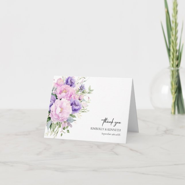 Purple Lavender Pink Floral Thank You Wedding  (Front)
