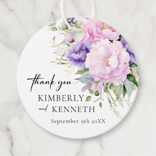 Purple Lavender Pink Floral Thank You Wedding  Favor Tags