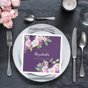 Purple lavender pink florals birthday napkins