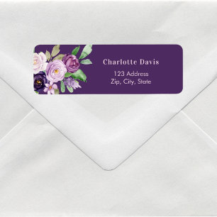 Purple lavender pink roses flowers return address label