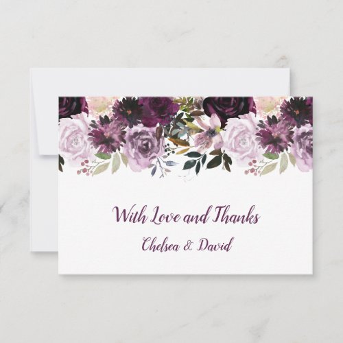 Purple Lavender Pink White Floral Wedding Thank You Card