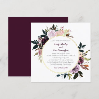 Purple Lavender Pink White Gold Circle Wedding Invitation