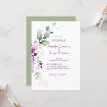Purple Lavender Plant &amp; Light Green Wedding Invitation