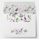 Purple Lavender Plant &amp; Pale Green Floral Wedding Envelope