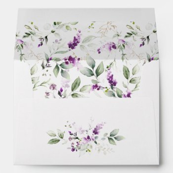 Purple Lavender Plant & Pale Green Floral Wedding Envelope by dmboyce at Zazzle