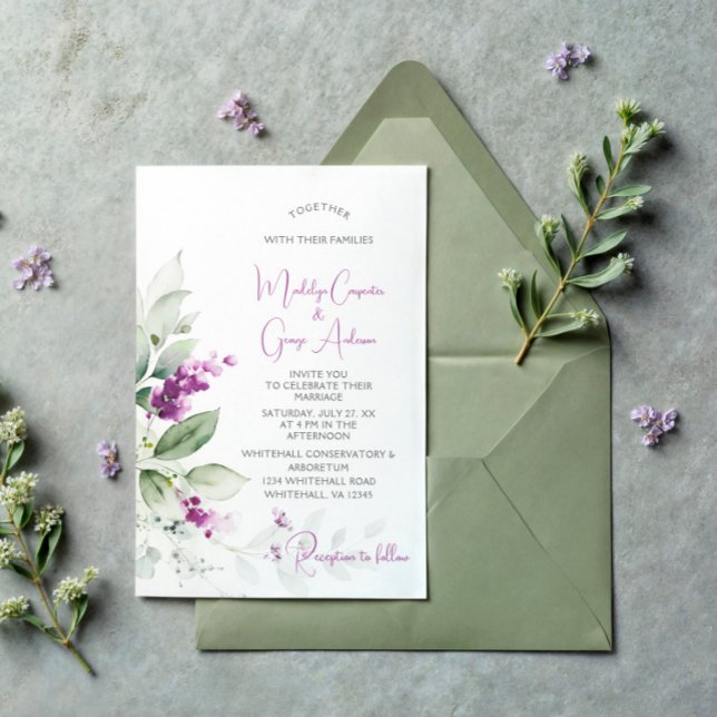 Purple Lavender Plant - Purple Background Wedding Invitation (Creator Uploaded)