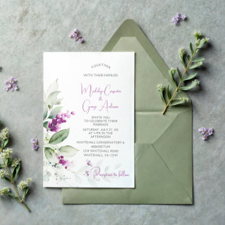 Purple Lavender Plant Wedding Invitation