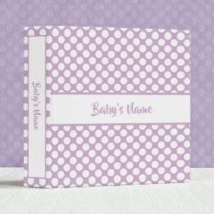 Purple Lavender Polka Dots Baby Photos 3 Ring Binder
