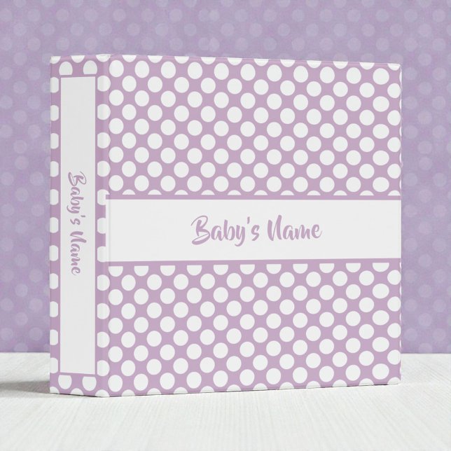 Purple Lavender Polka Dots Baby Photos 3 Ring Binder (Creator Uploaded)