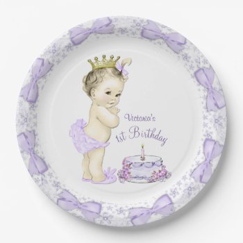 Purple Lavender Princess 1st Birthday Party Paper Plates by The_Vintage_Boutique at Zazzle
