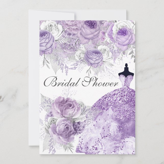 Purple Lavender Rose Dress Bridal Shower Invitation (Front)