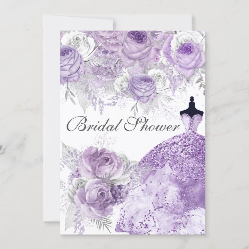 Purple Lavender Rose Dress Bridal Shower Invitation