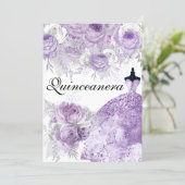 Purple Lavender Rose Dress Quinceanera Invite (Standing Front)